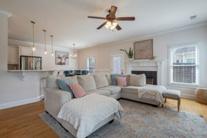 Livingroom w/ woodburing fireplace