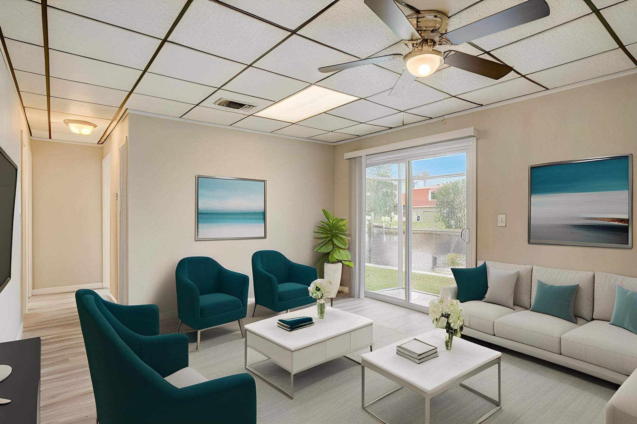 Unit 2 Living Room with water view...