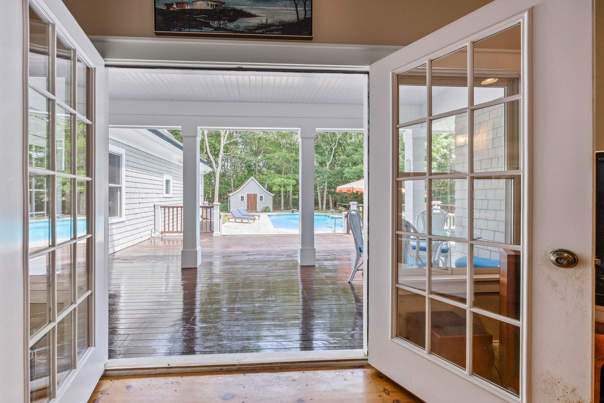 French doors to deck/backyard