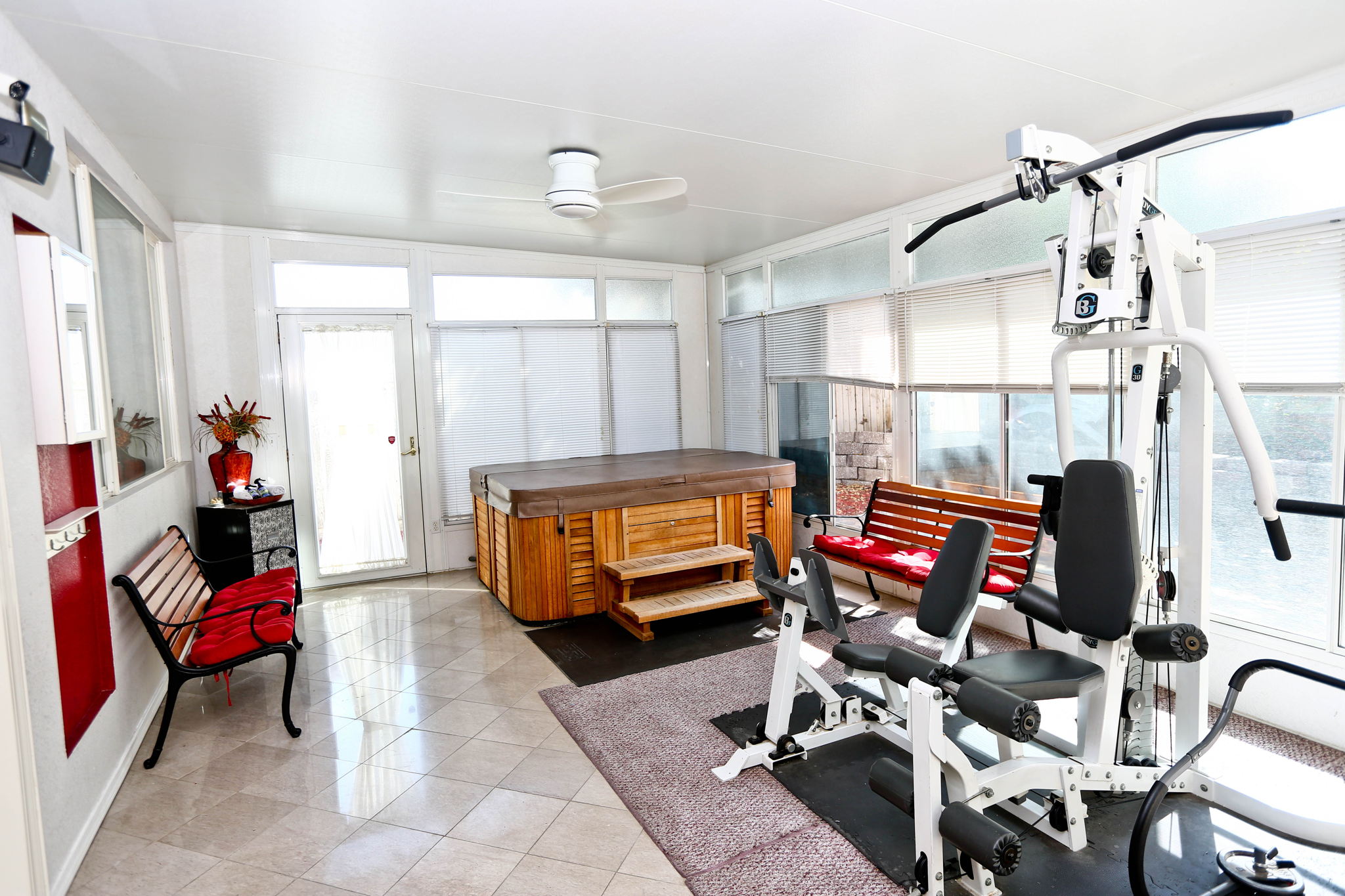 Hot tub and exercise equipment conveys