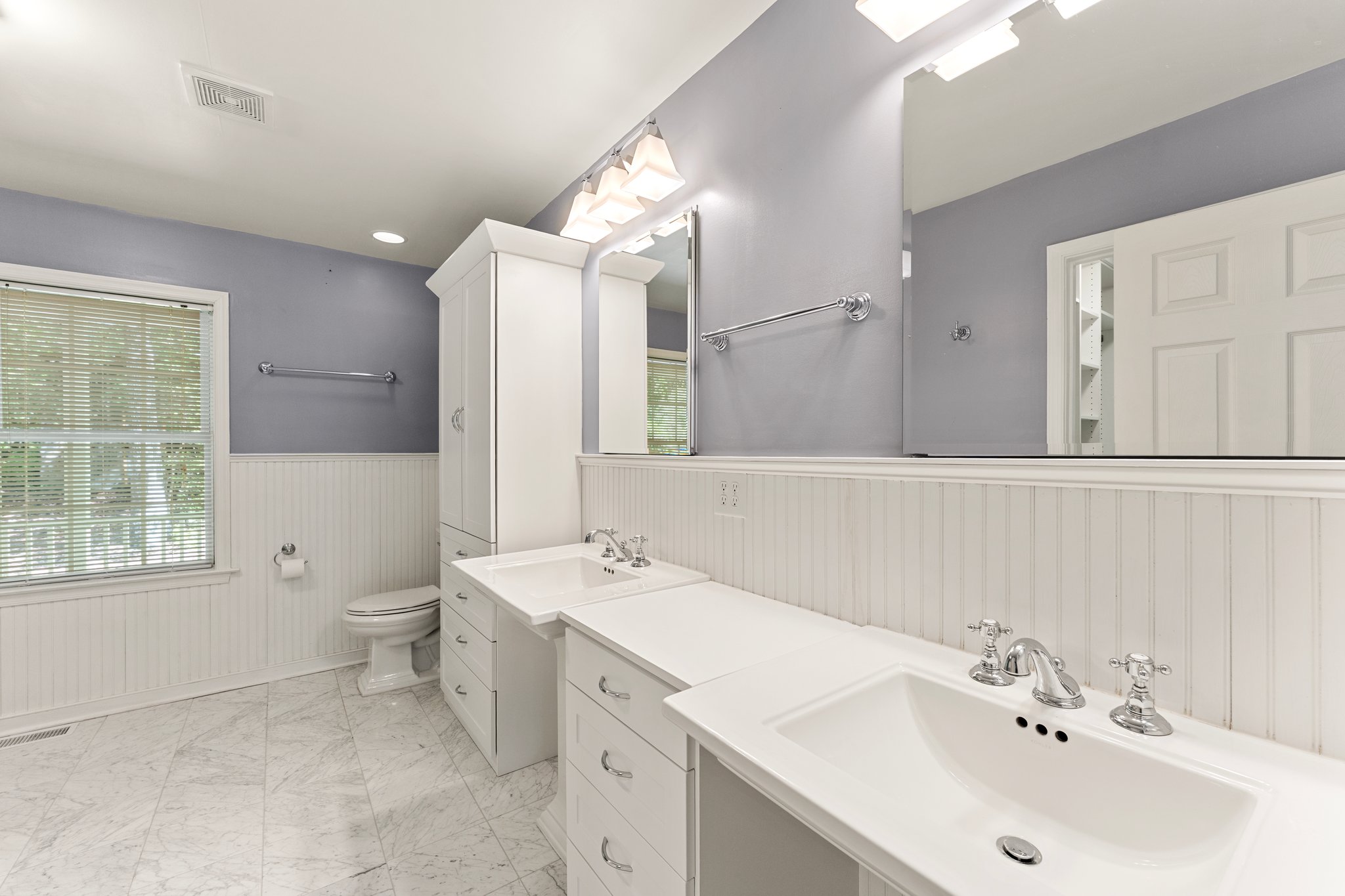primary bath with marble heated floors