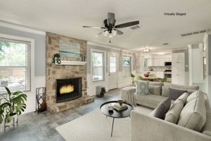 Family Room/Kitchen Virtually Staged