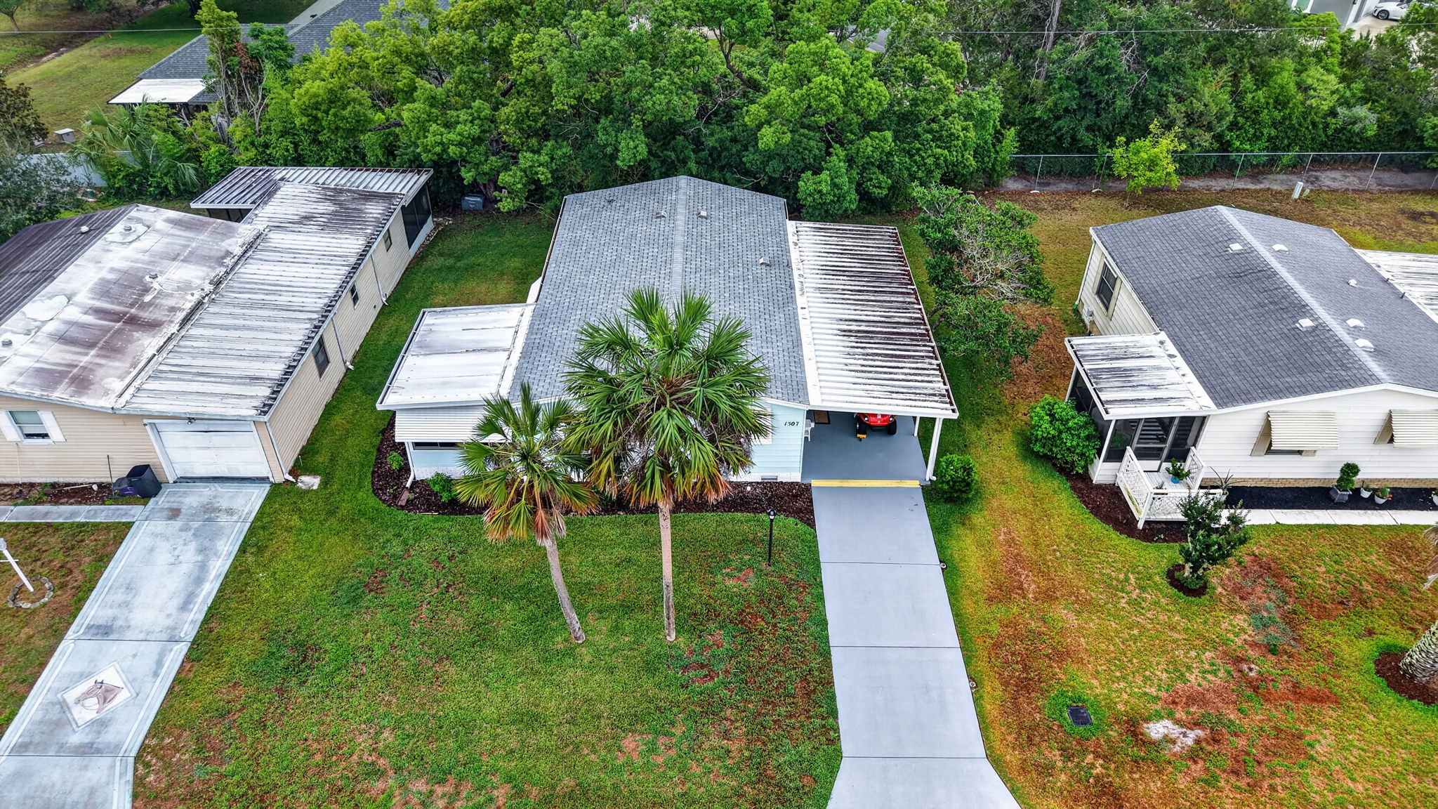 Aerial Front Elevation with Rear PRIVACY LANDSCAPING!