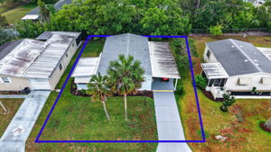 Aerial Front Elevation with Property Lines and Rear PRIVACY LANDSCAPING!