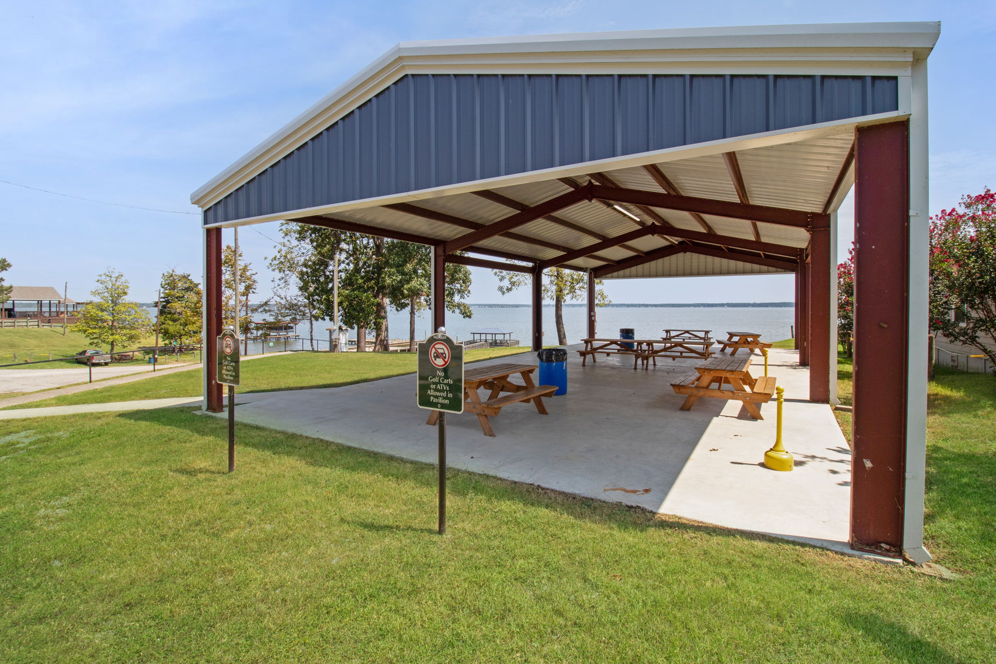 Woodland Shores Subdivision offers a covered community pavilion that is available for residents to reserve for private events and gatherings.