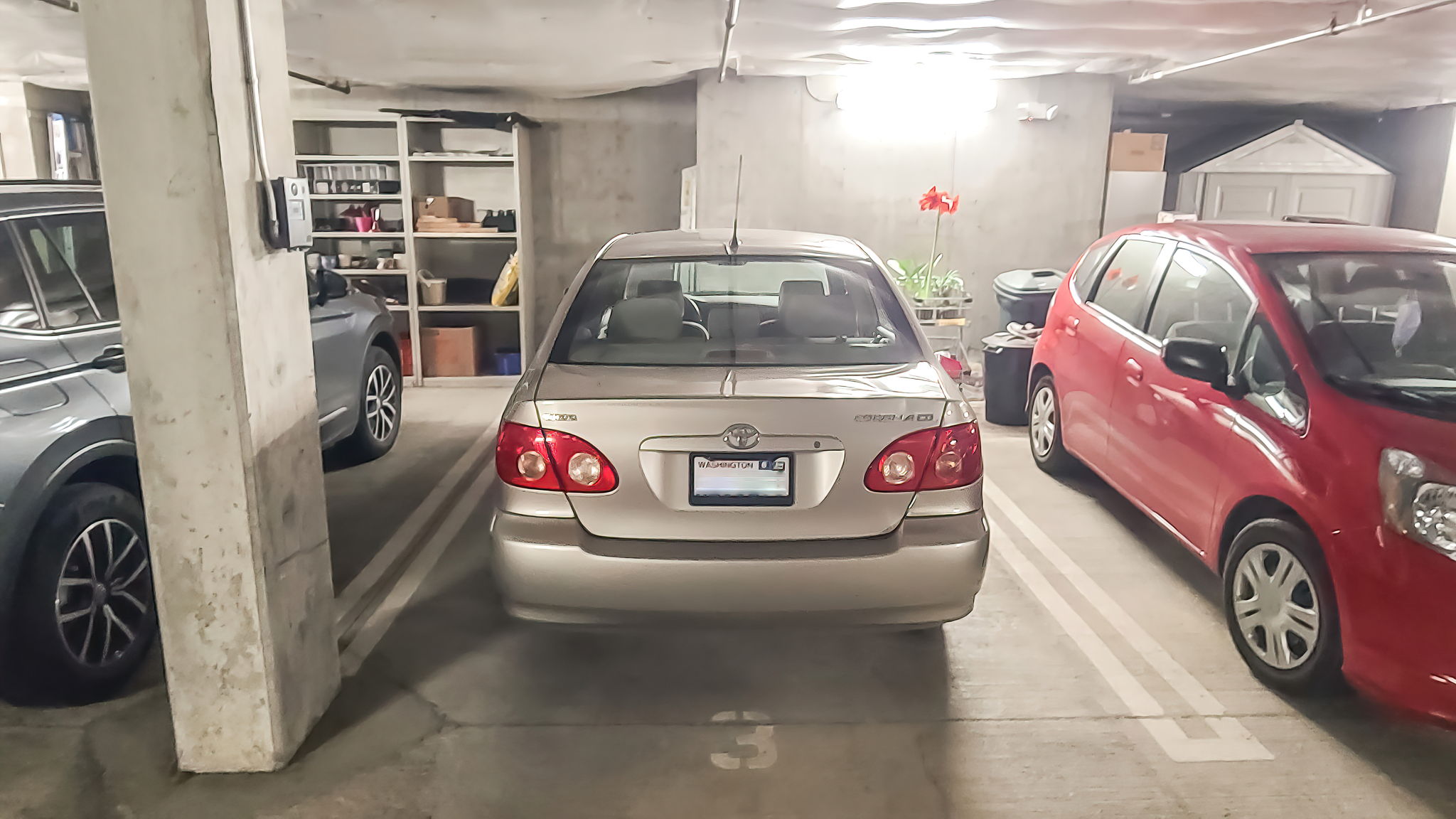 Parking space #3 has extra room for some additional storage, and best of all it’s close to the unit and has STRAIGHT access from the garage door, making it the easiest possible parking space you can hope for! ZERO steps from the car to your doorstep!