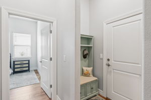 Garage entry and guest room entry