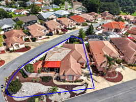 Aerial Front Elevation with Property Lines and Large Corner Lot