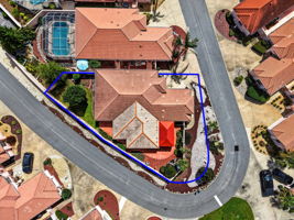 Aerial Side Elevation with Property Lines and Large Corner Lot