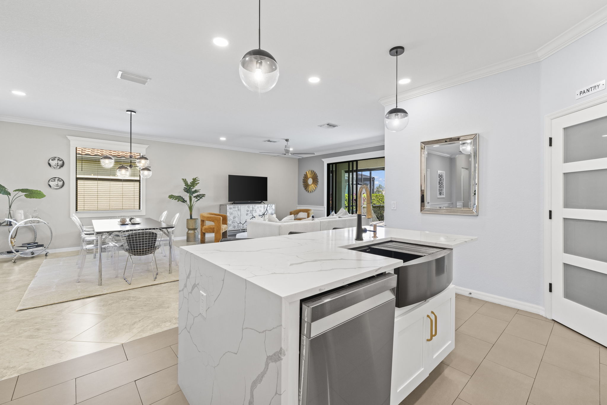 Kitchen island and sink