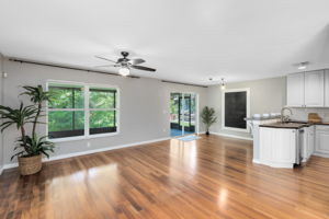 Living Room with View to Kitchen Nook