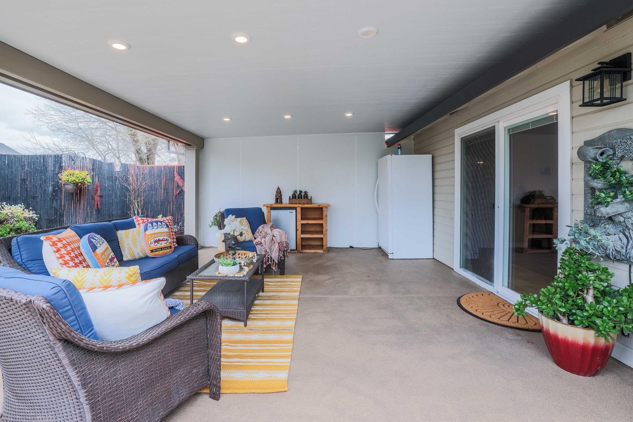 Covered Patio with Recessed Lighting