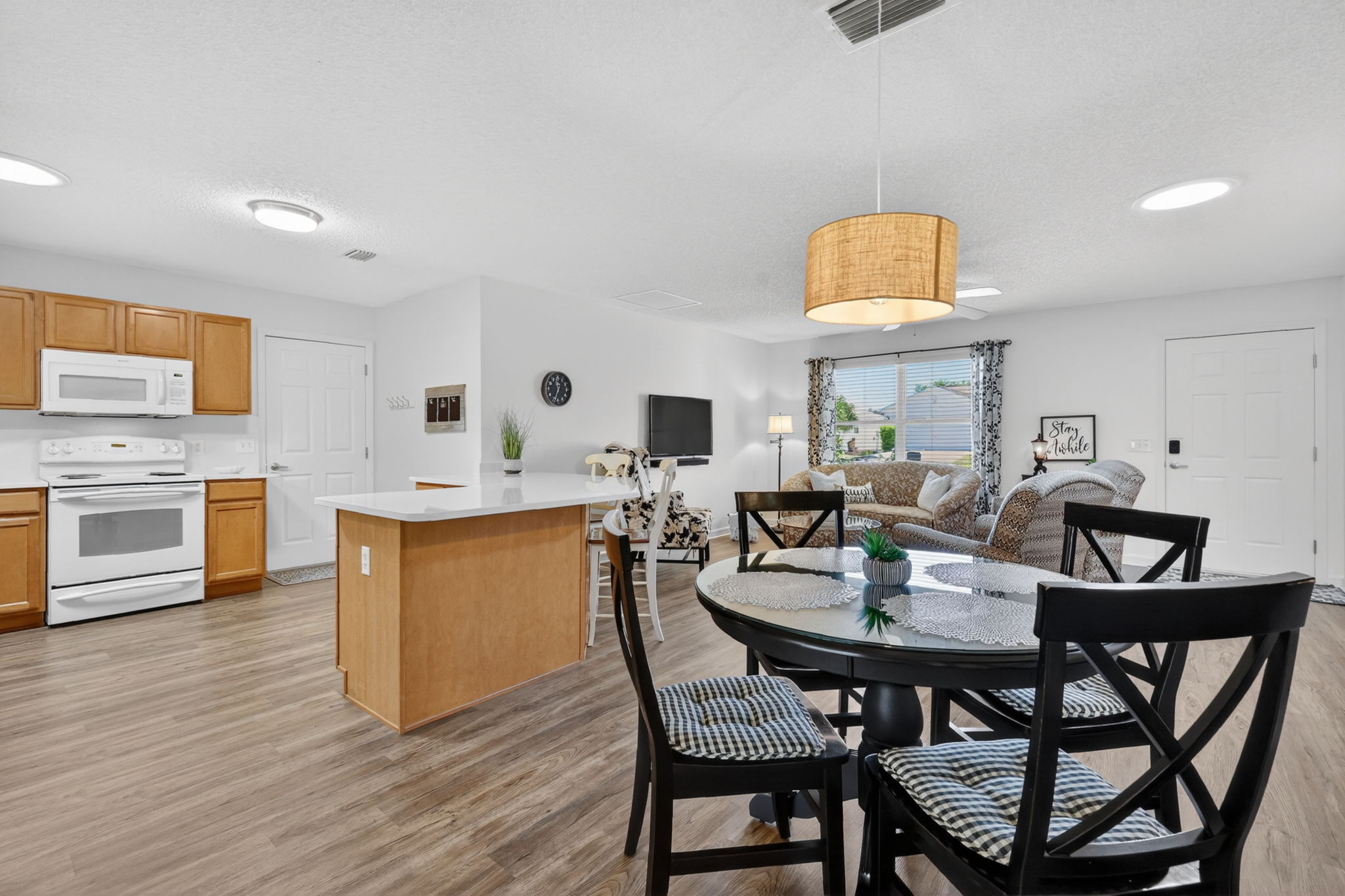 Kitchen, Dining, and Living Rooms