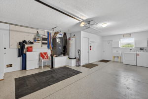Garage with Epoxied Floor and Laundry