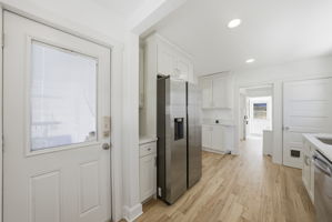 From the kitchen to the deck in just a step.