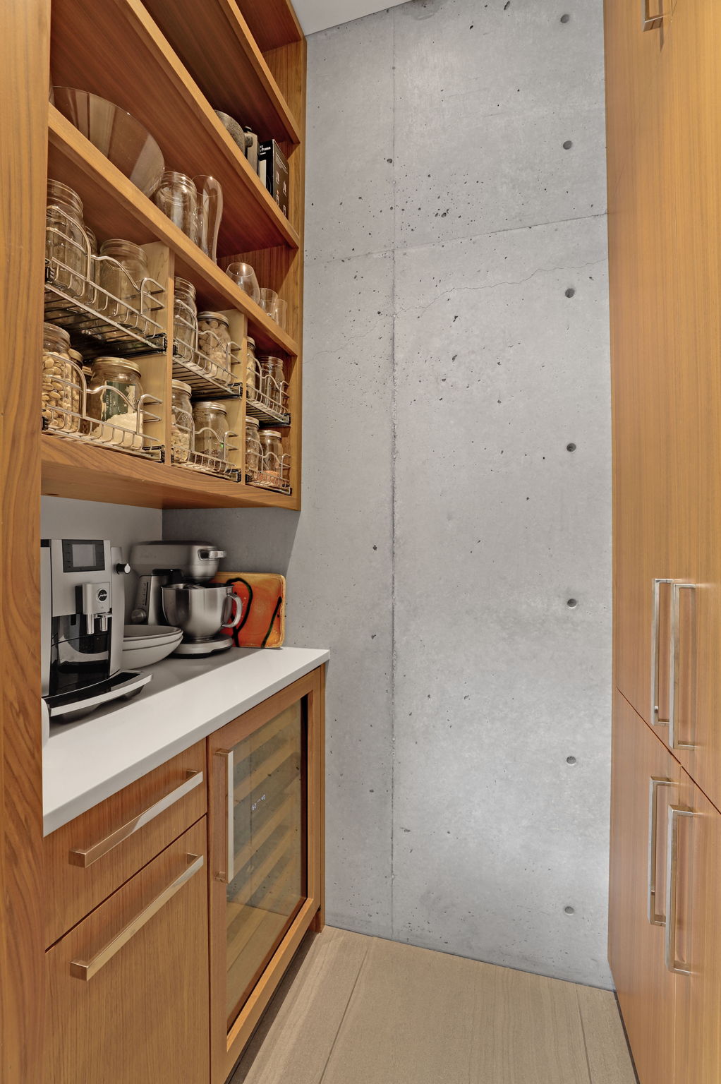 Wine refrigerator and appliance storage