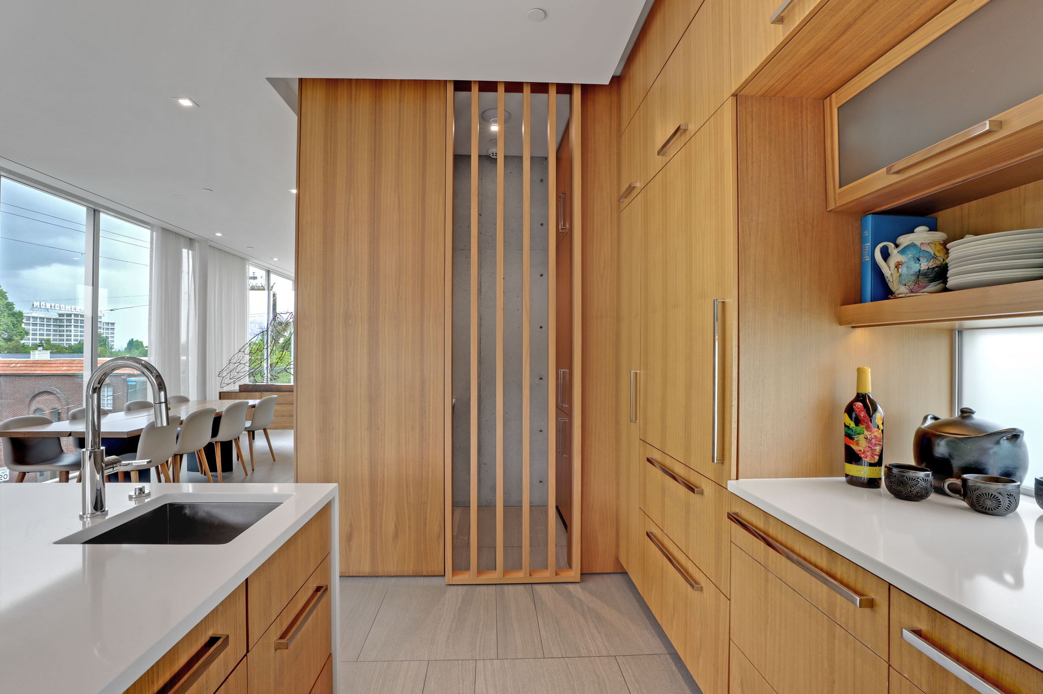 Sliding door to separate pantry