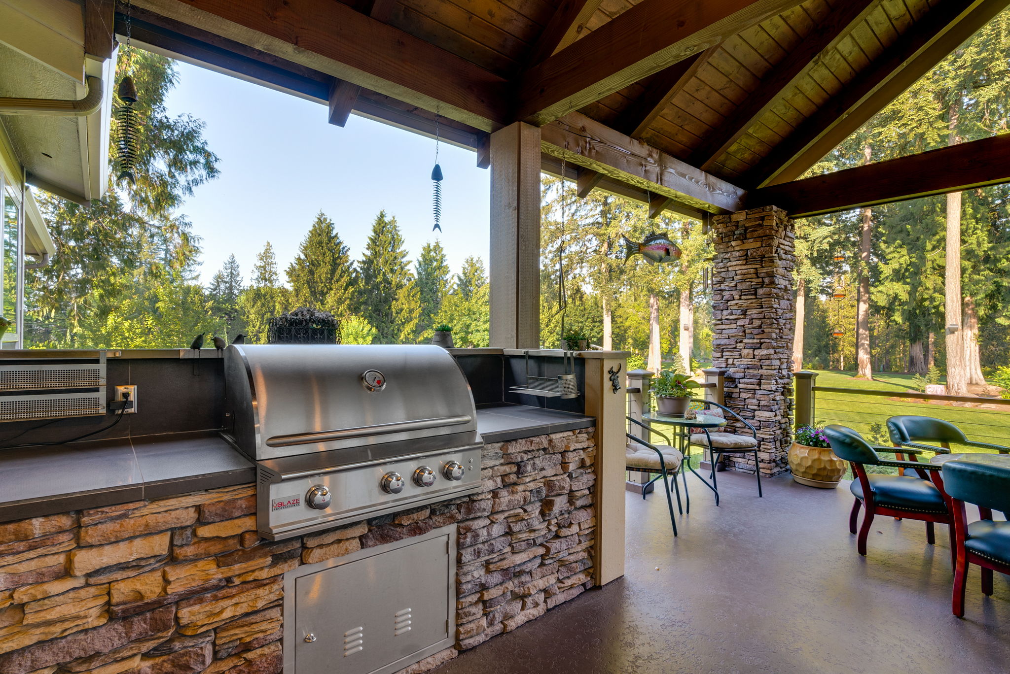 Covered outdoor barbecue