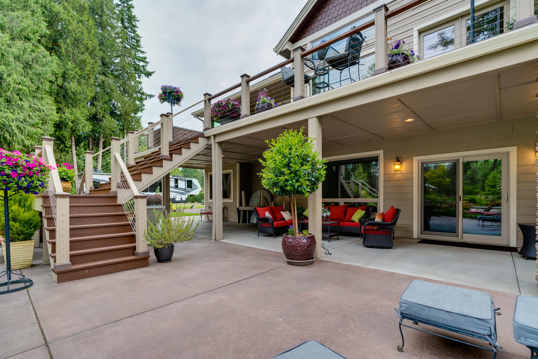 Stairs to lower outdoor living