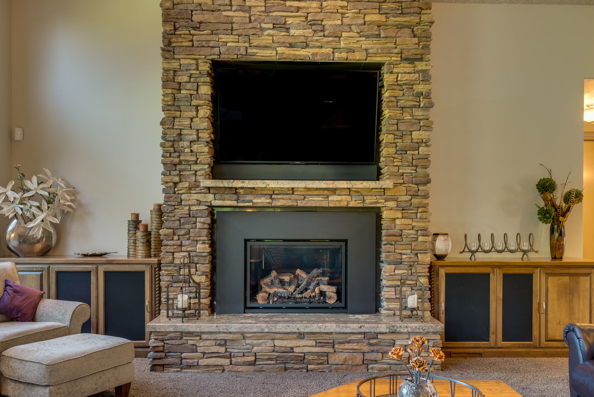 Living room fireplace