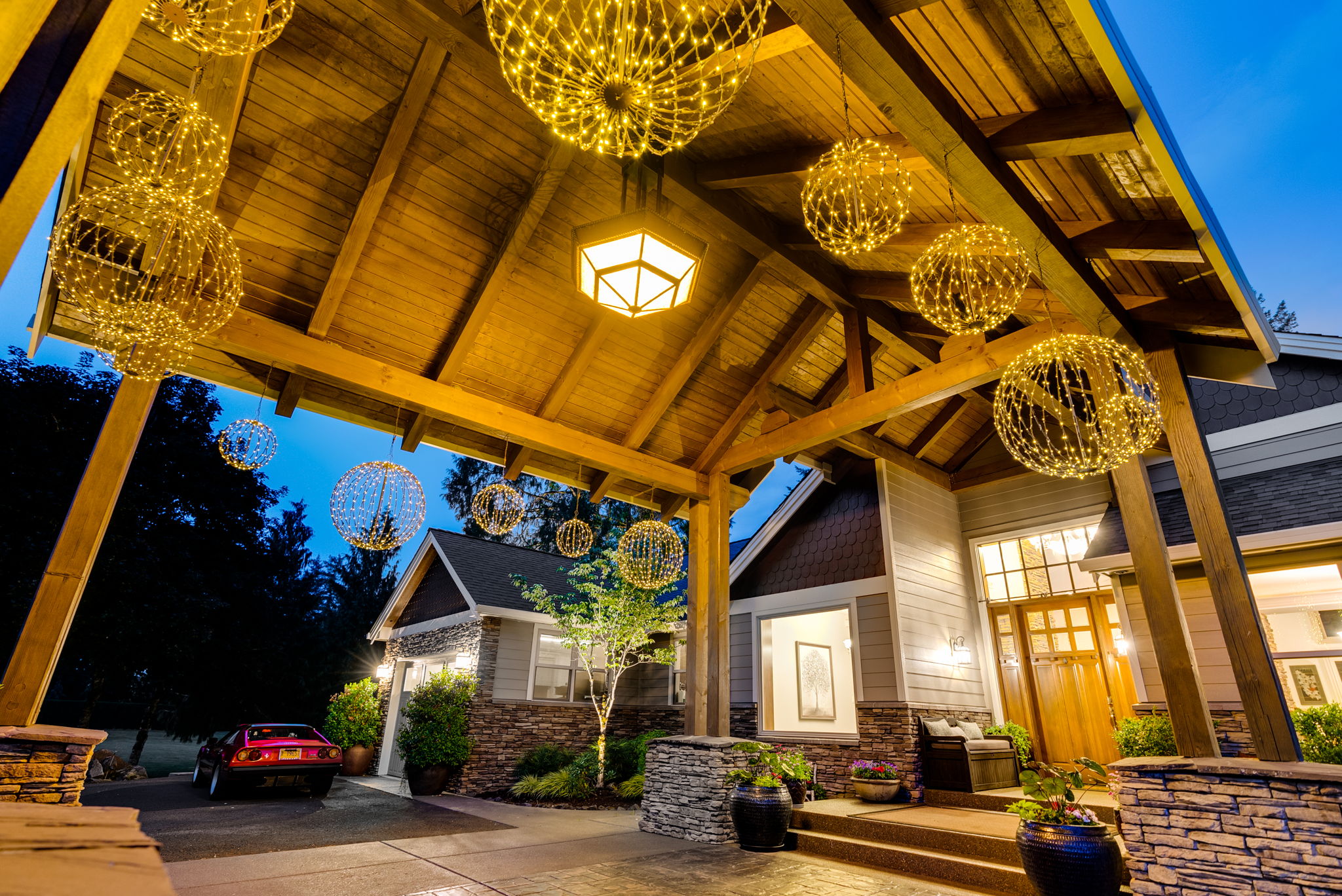 Twilight exterior entryway