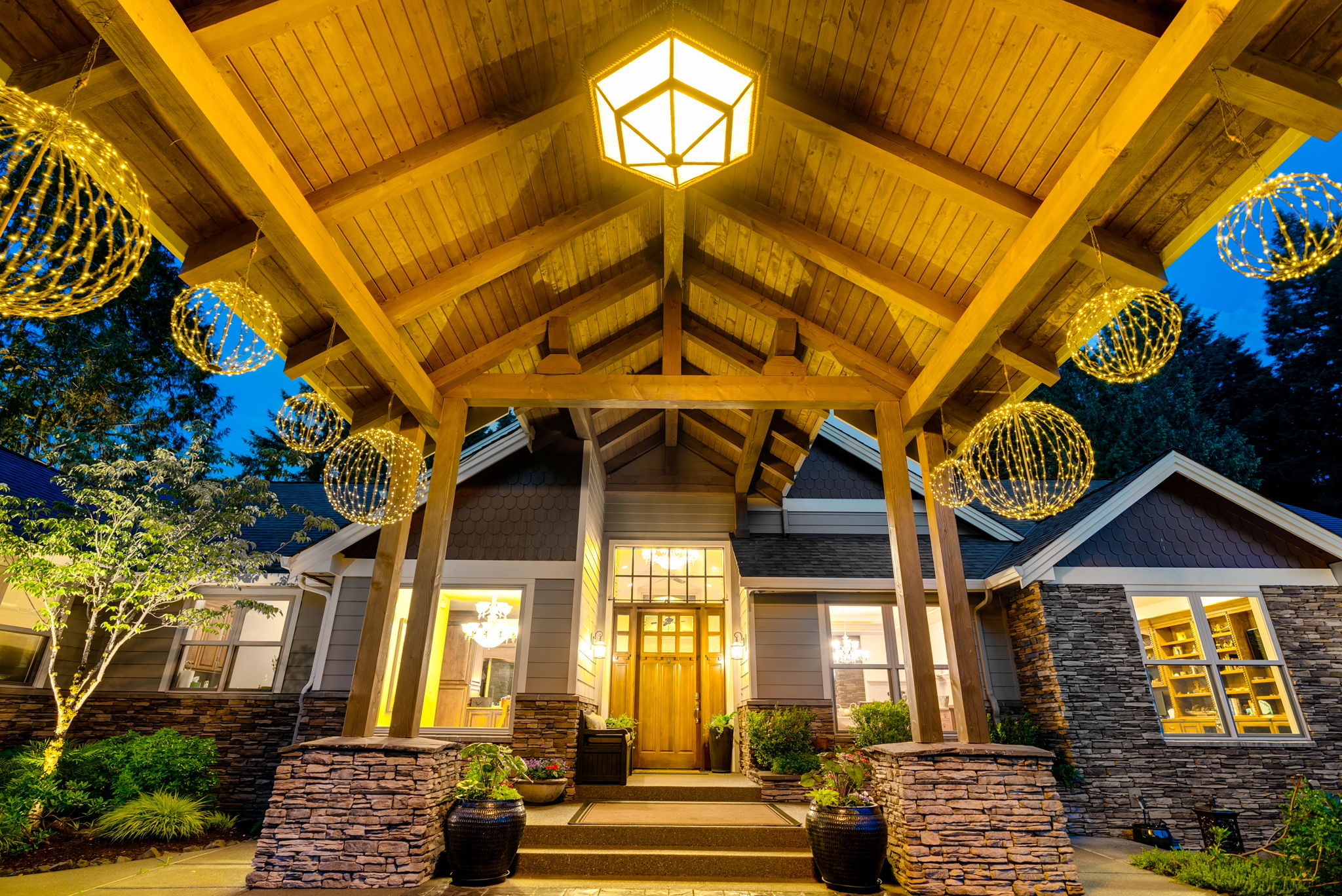 Twilight exterior entryway