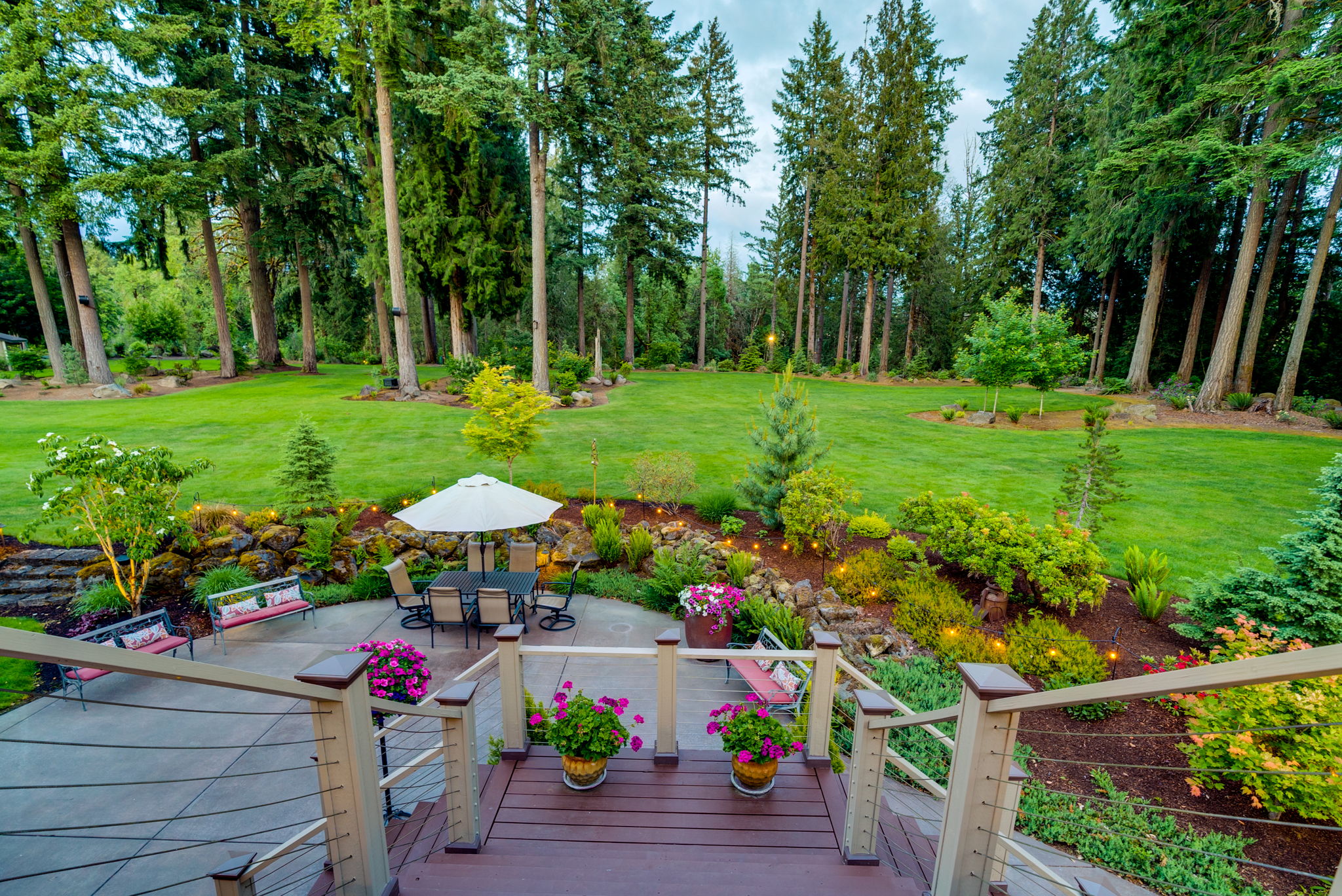 Stairs to lower outdoor living