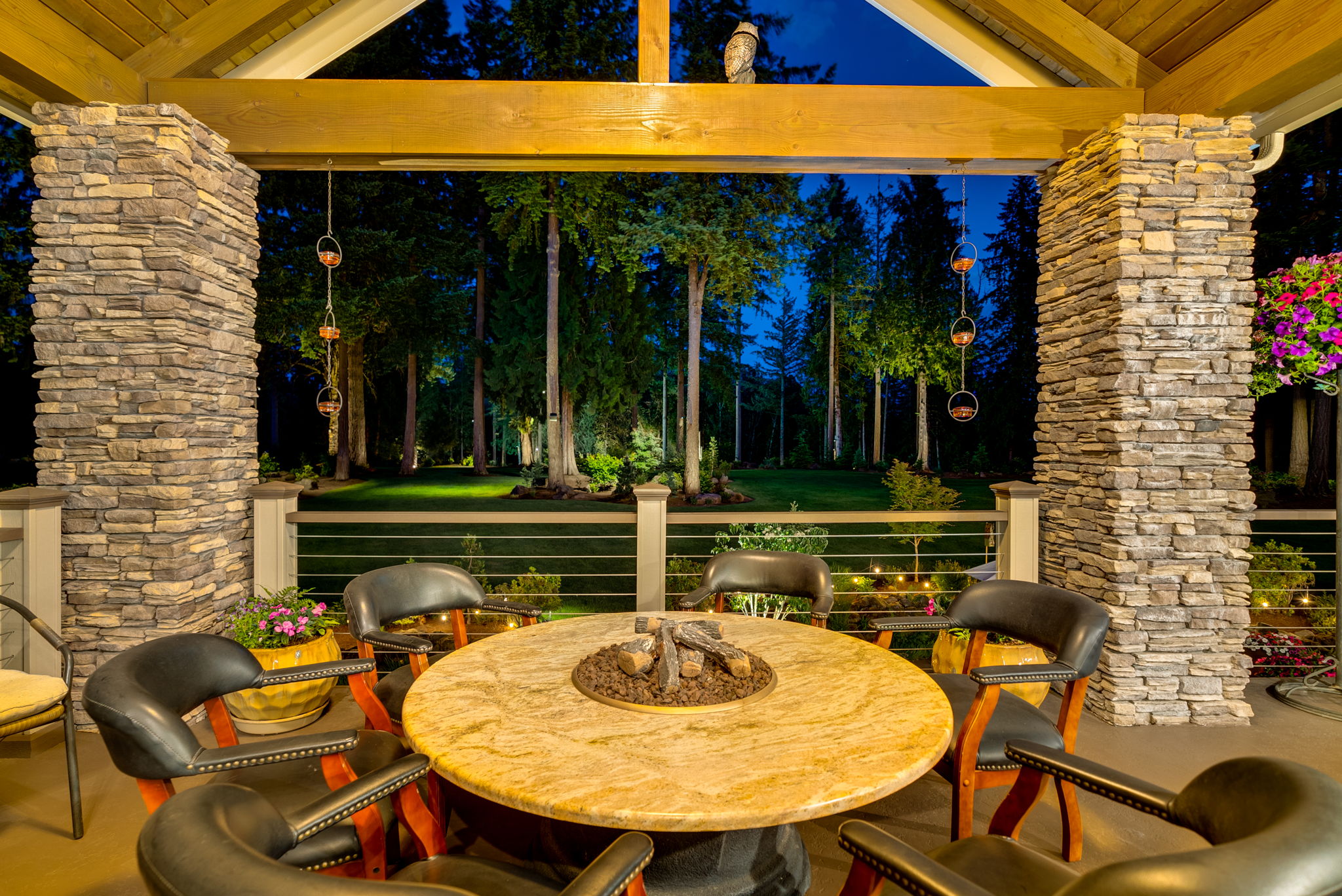 Twilight covered porch