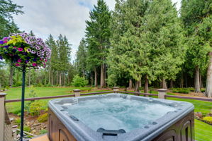 Hot tub view of yard