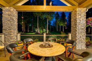 Twilight covered porch