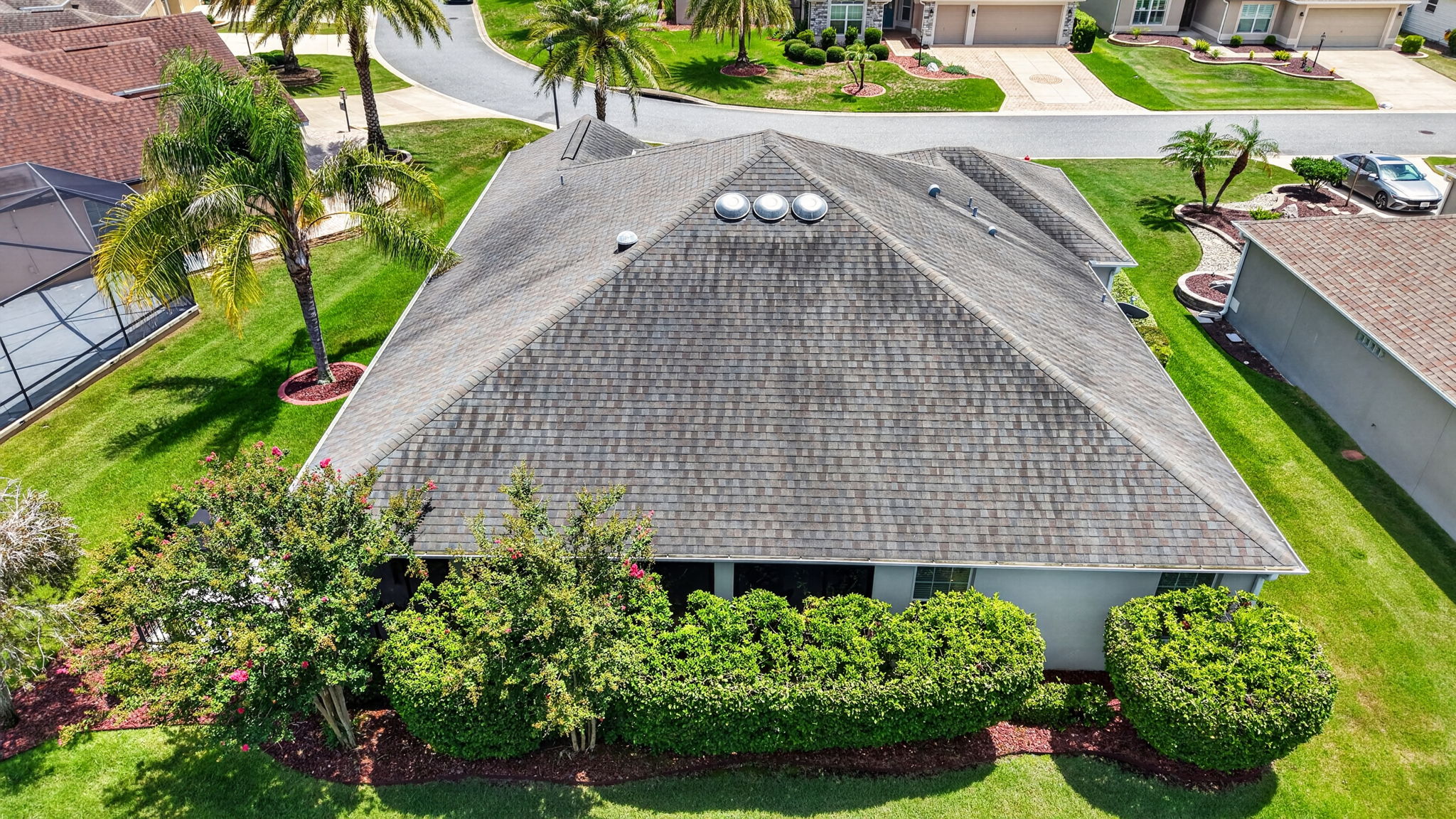 Aerial Rear Elevation with PRIVACY Landscaping