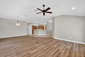 Kitchen, Dining, and Living Rooms