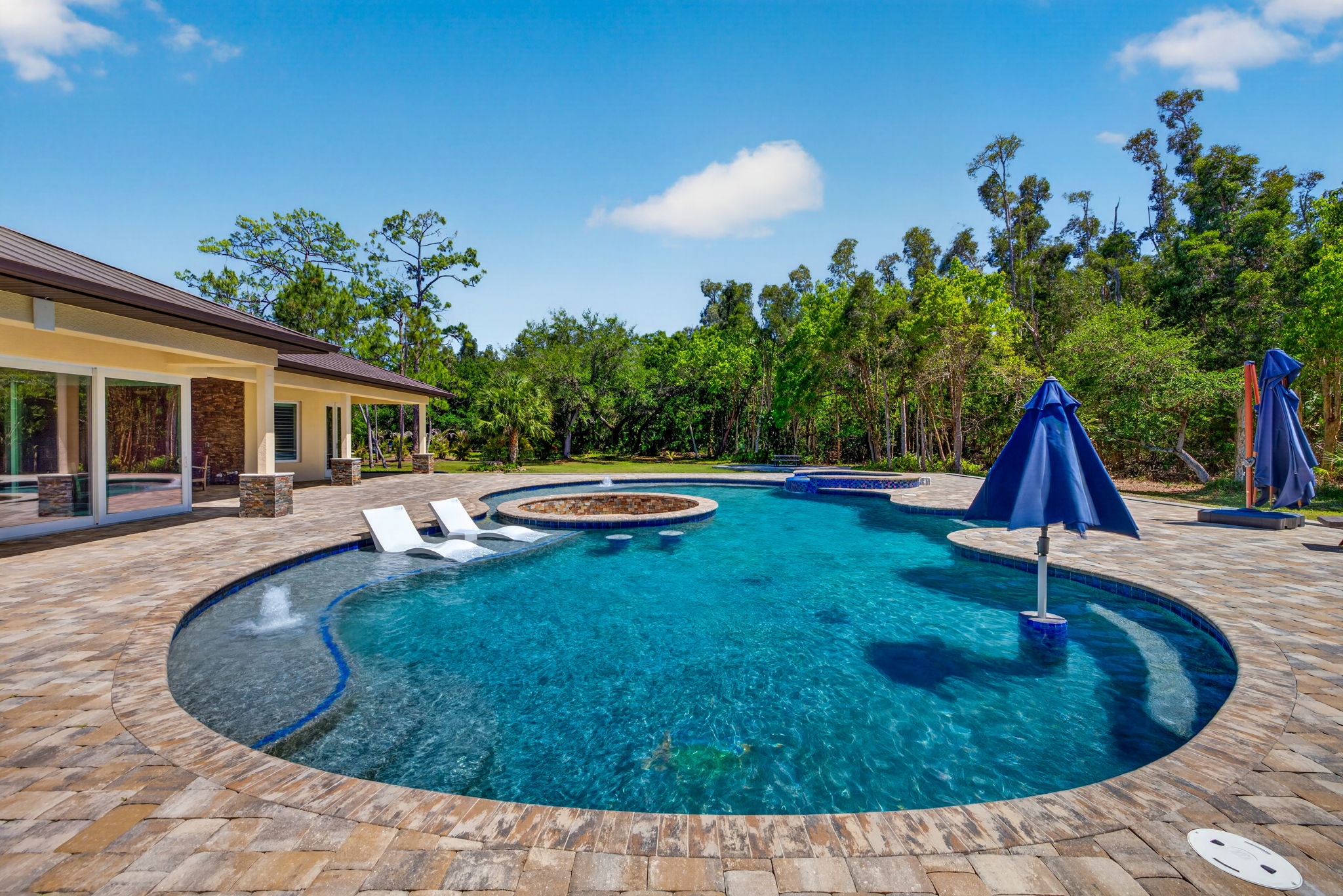 Custom Resort Style Pool with Spa and Fire Pit