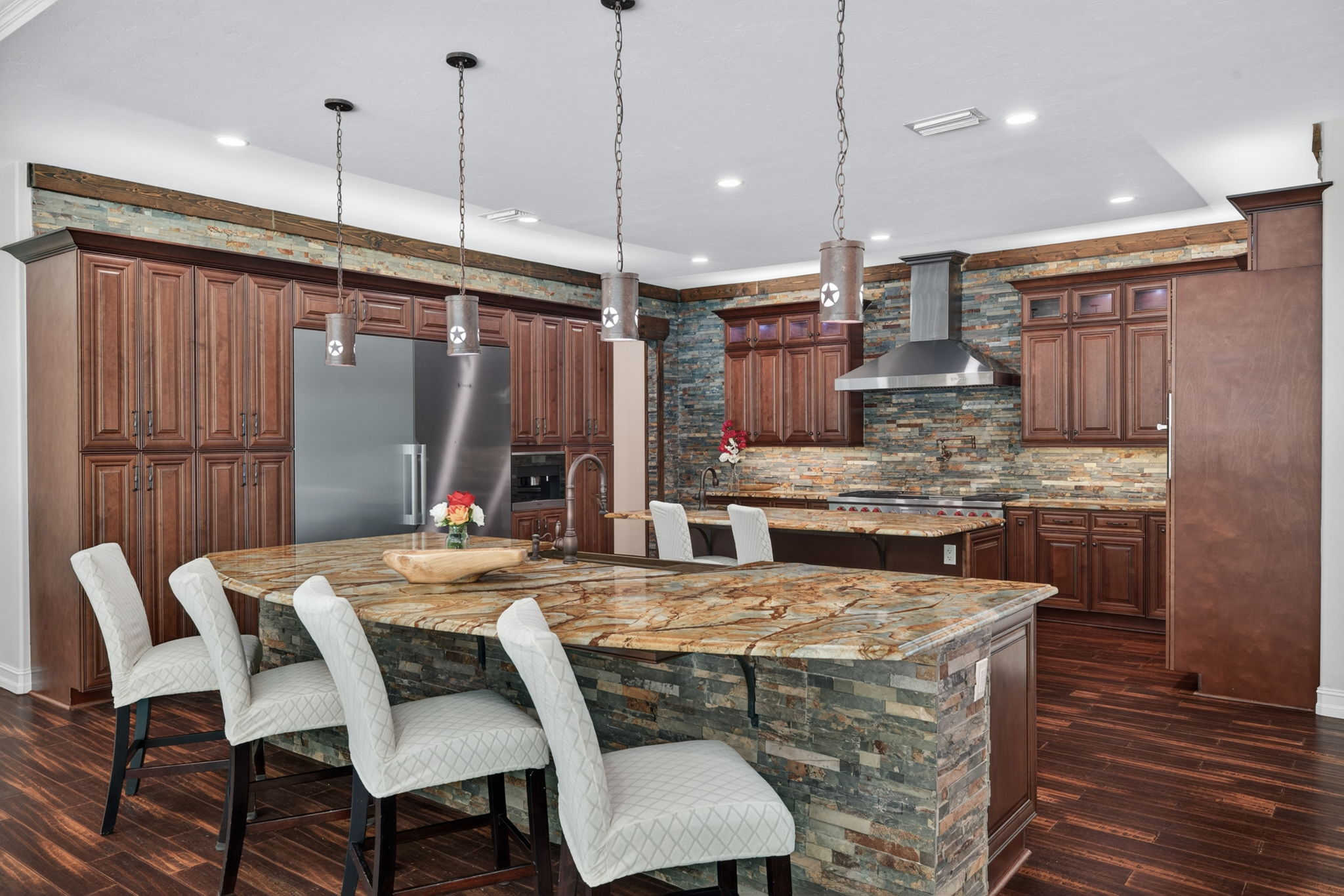 Custom Chef's Kitchen with Two Islands