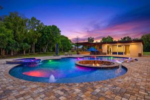 Custom Resort Style Pool with Spa and Fire Pit