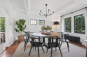Coffered ceiling dining room.