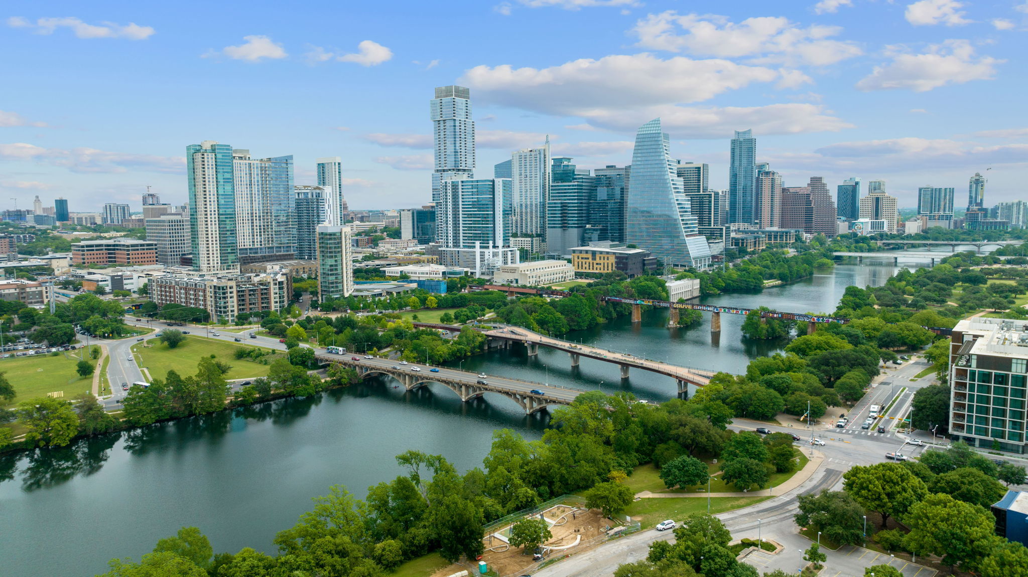 Downtown just across the river!