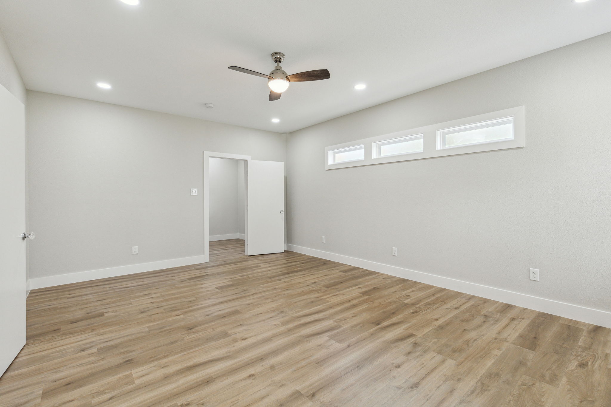 Large split primary bedroom with separate heating and cooling