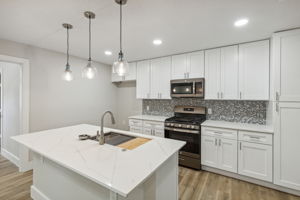 Quartz countertops, new cabinets, and all new stainless steel applicances