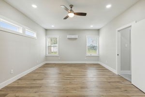 Large split primary bedroom with separate heating and cooling