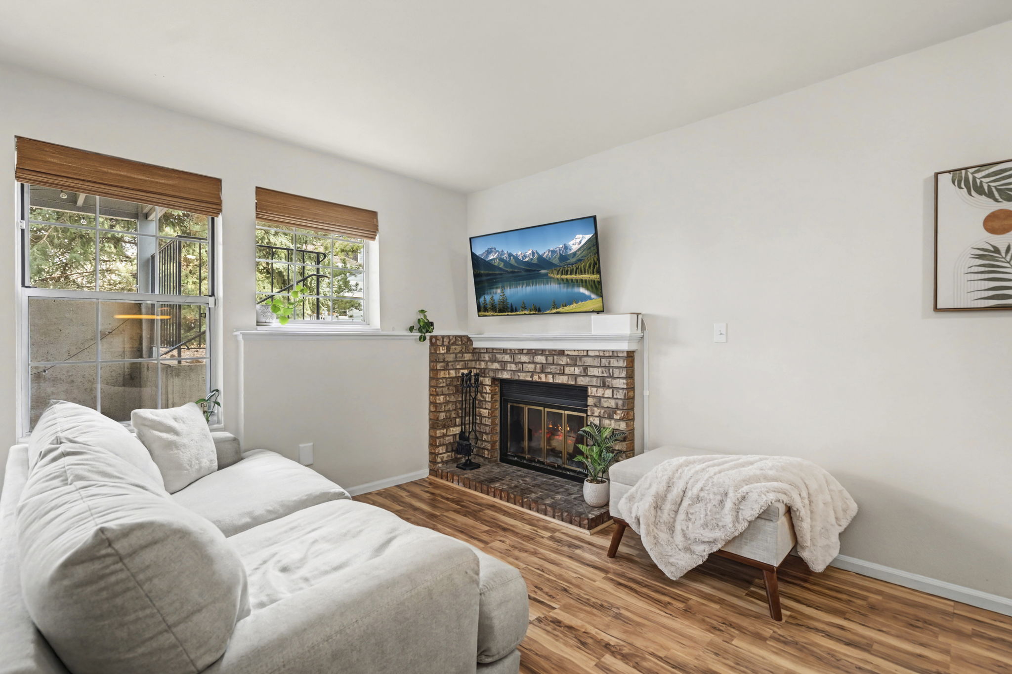 Wood burning fireplace is the heart of the home