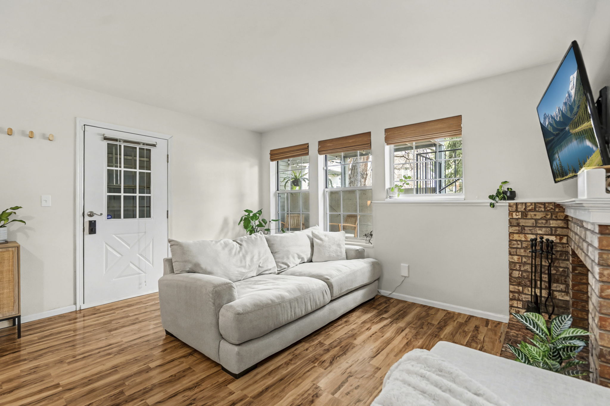 Front windows overlook the front patio