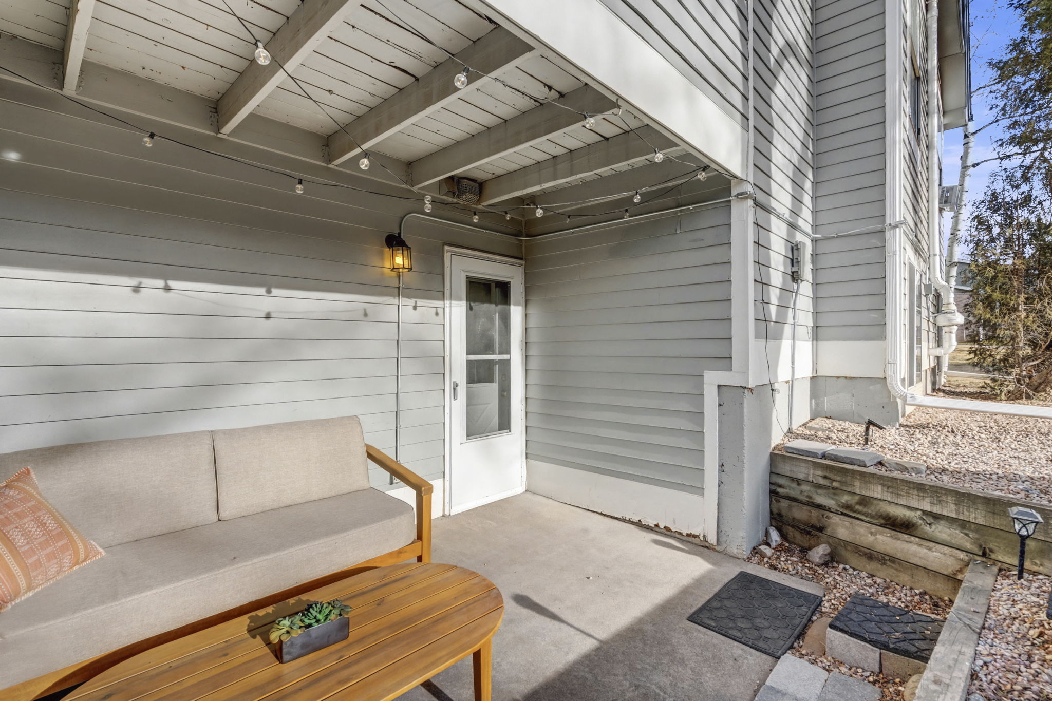 Backdoor access to home that is just steps away from the detached garage