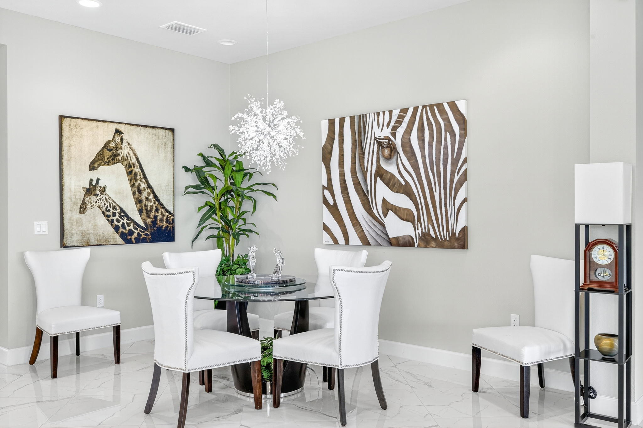 Dining space is large enough to hold a table that seats 8...