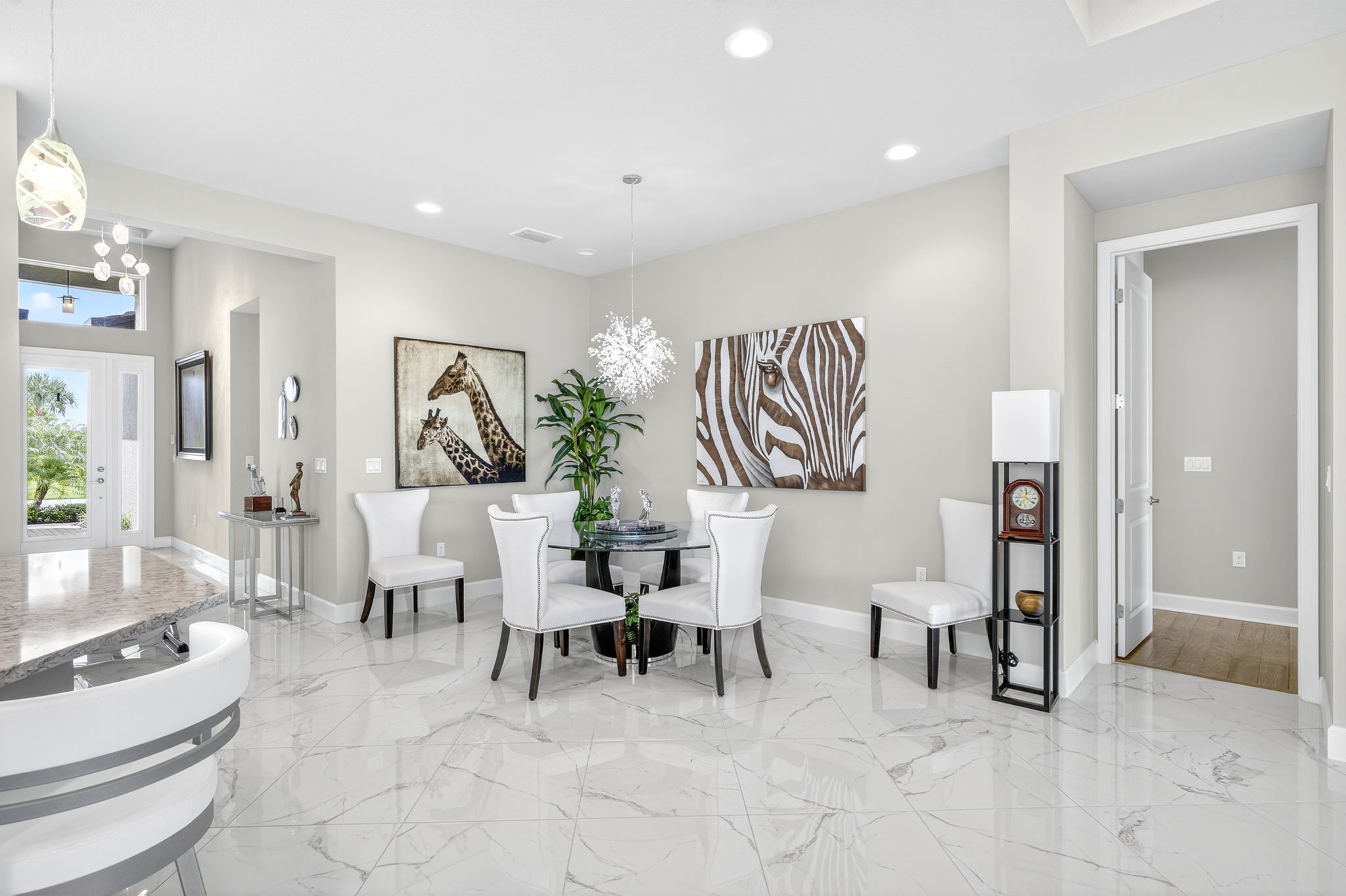 Dining space is large enough to hold a table that seats 8...