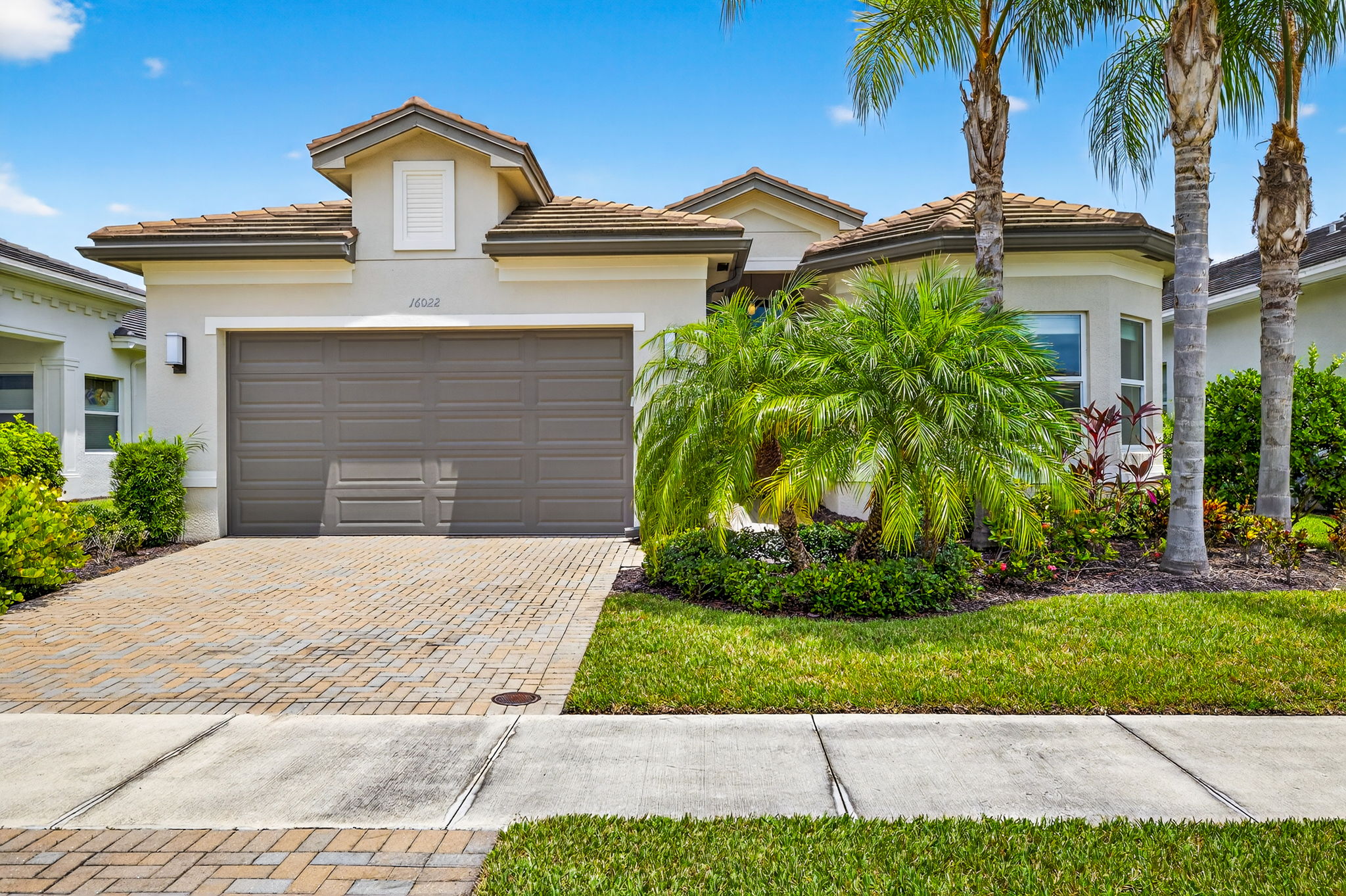 Palm trees provide privacy to your front door!