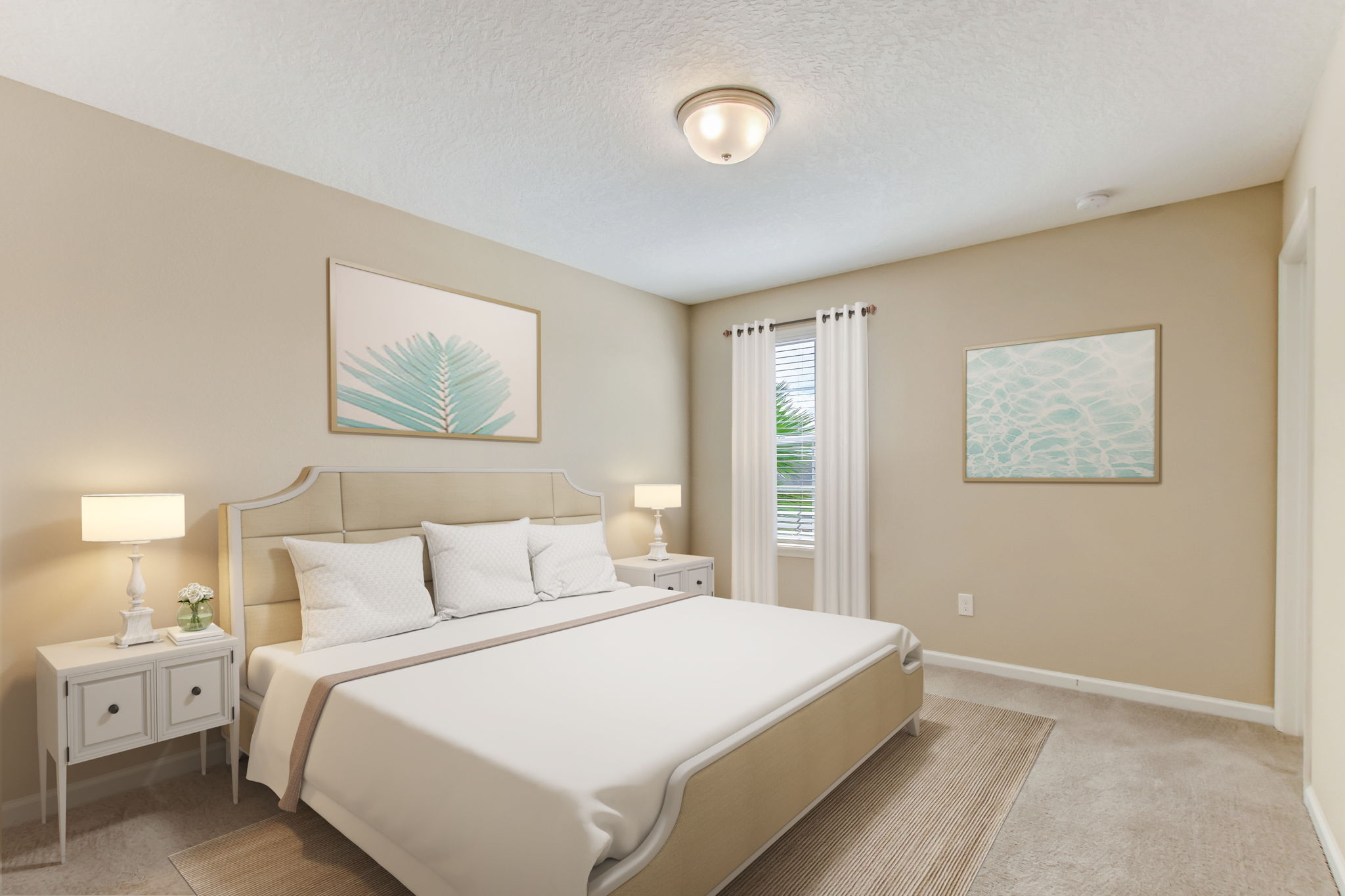 Guest bedroom one with plenty of room for beds, bureaus and desks