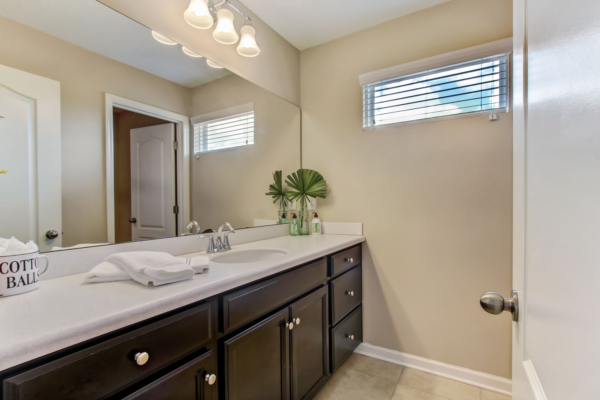 Guest bath with double sink stations for a growing family