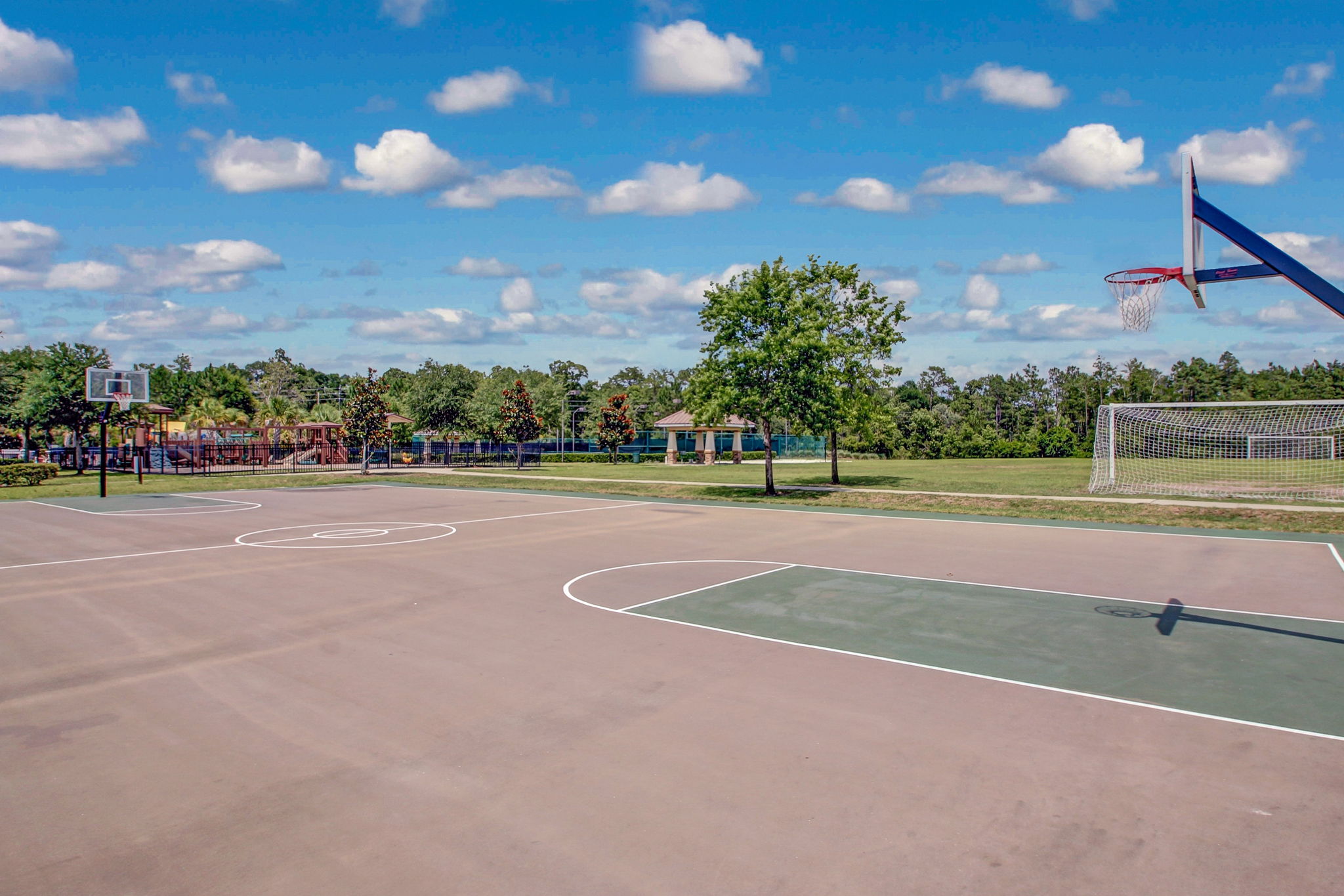 Amenities abound including basket ball courts ...