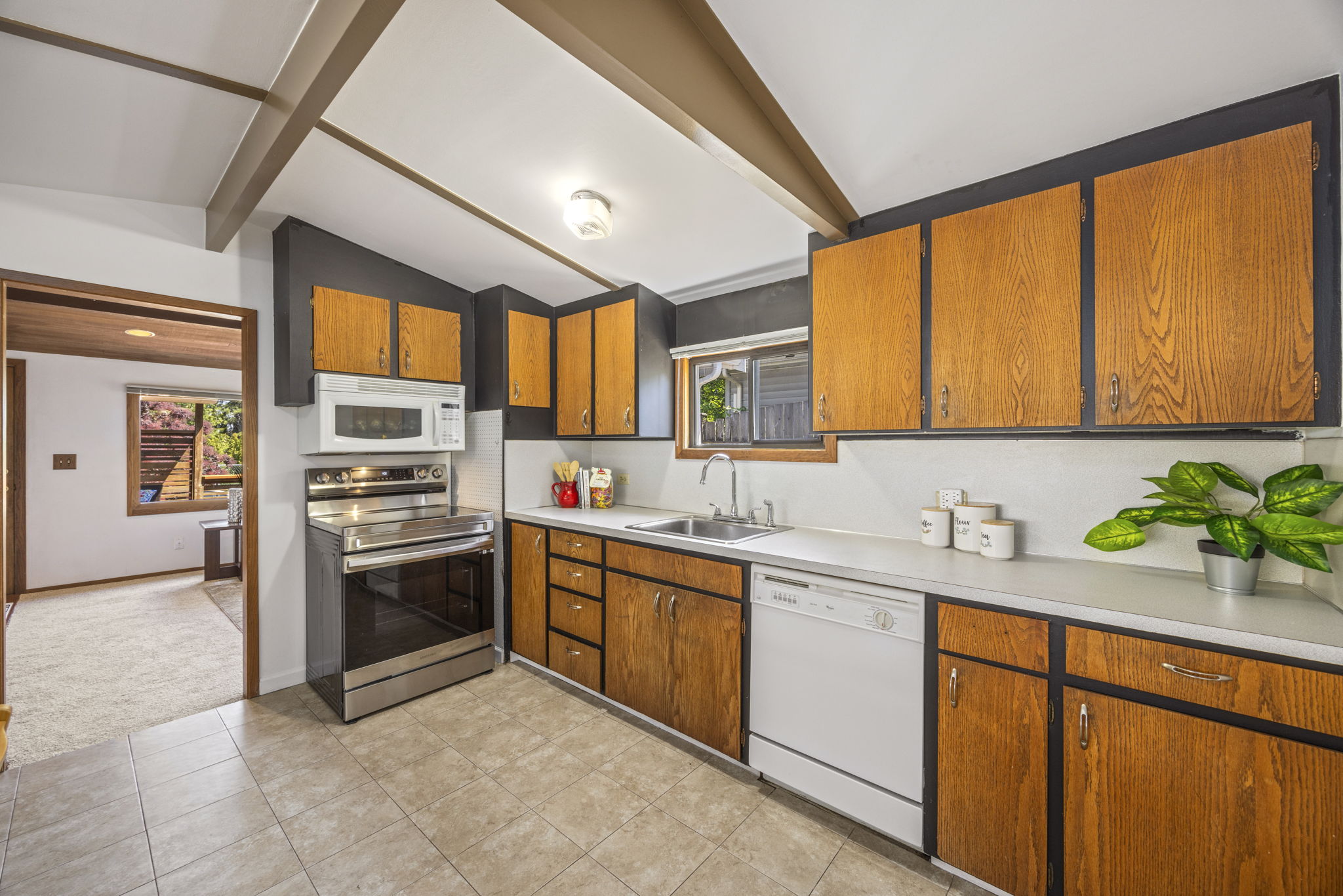 Kitchen just off the living room